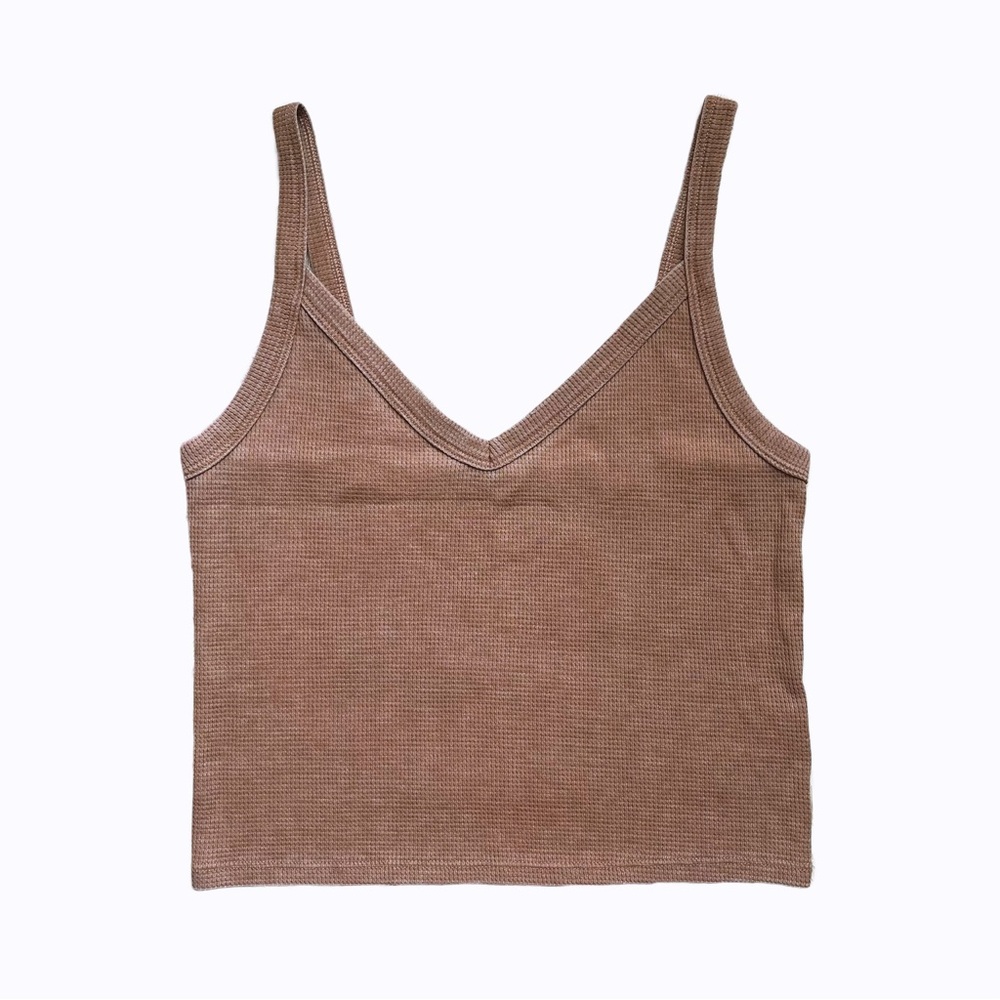 American Eagle Waffle Knit V-Neck Crop Tank Top Women’s Basic Cami NWOT